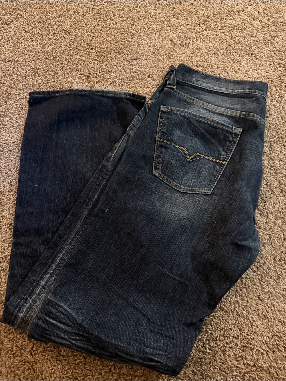 Guess Men's Dark Blue Bootcut Jeans with Fading - Picture 4 of 4